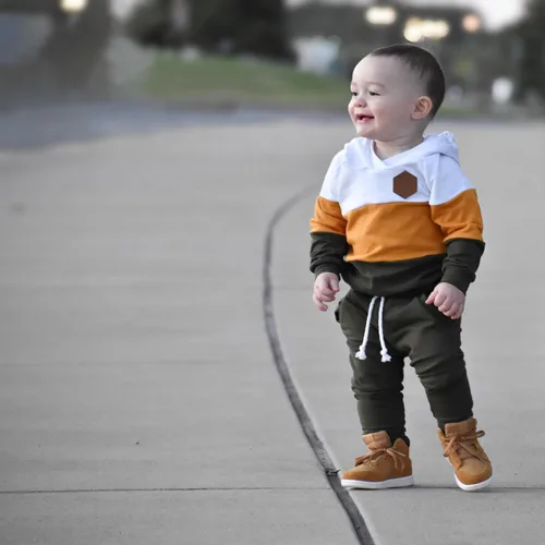 Miniatura 37 de Conjunto de ropa de otoño e invierno para bebé y niño, sudadera larga con capucha y pantalones para niños pequeños, 6, 12, 18, 24 meses, 2T