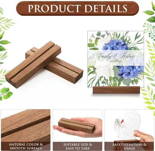 Miniatura 2 de Roowest 24 soportes de madera rústica para números de mesa para bodas, 4.5 pulgadas, soportes de madera para números de mesa de 5 x 7, soportes