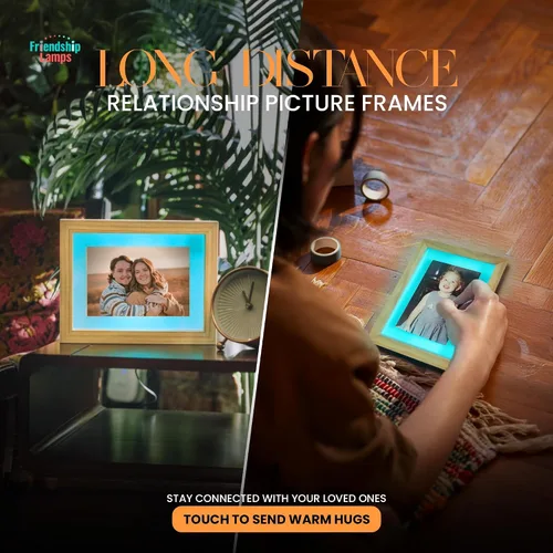 Miniatura 8 de Friendship Lamp® Marco de Fotos de Madera de Pino Nudoso Hecho a Mano en Estados Unidos - Lámpara Táctil Wi-Fi con Luz LED para Larga Distancia