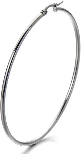 Miniatura 3 de Par de aretes de aro grandes de acero inoxidable con bisagras para mujer