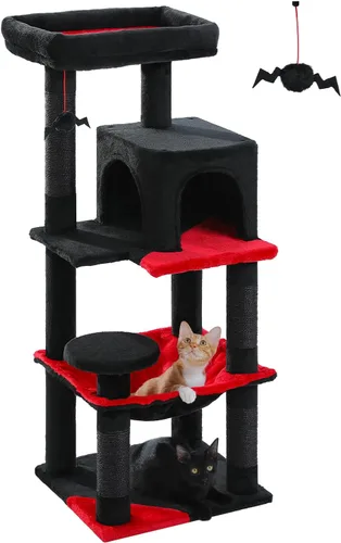 Miniatura 24 de MUTTROS Árbol para gatos de interior, torre para gatos de varios niveles de 44.5 pulgadas con hamaca grande de marco de metal, condominio para gatos