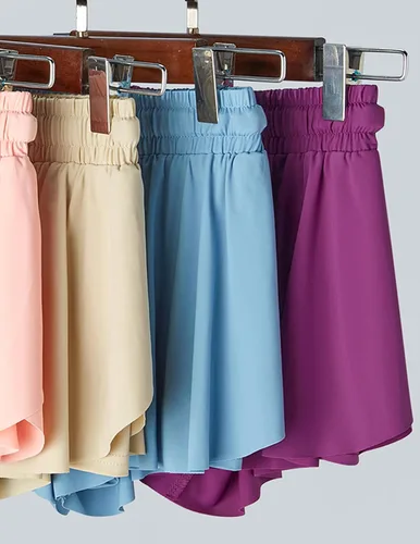 Miniatura 2 de Paquete de 3 pantalones cortos fluidos para niñas con forro de elastano, 2 en 1, faldas de mariposa para jóvenes, para fitness, correr, deportes
