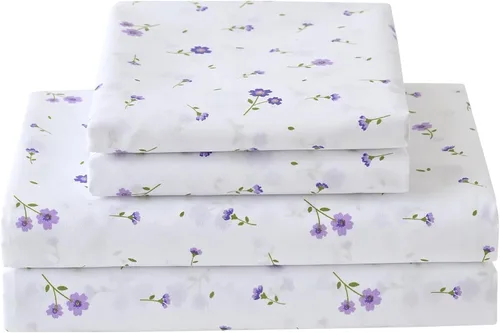 Miniatura 16 de Softan Sábanas de flores naranjas para cama de tamaño King, sábanas estampadas con estampado floral – Sábanas bajeras de microfibra suave