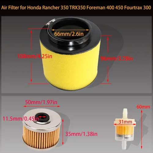 Miniatura 7 de Carburador TRX350 para Honda Rancher 350 TRX350TM TRX350TE 350ES 350FE 350FMTE 2000-2006 4 tiempos ATV Nuevo carburador con filtro de aire y filtro