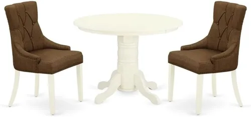 Miniatura 9 de East West Furniture SHFR3-BLK-02 Juego de mesa de comedor moderno de 3 piezas contiene una mesa de cocina redonda con pedestal y 2 sillas de comedor