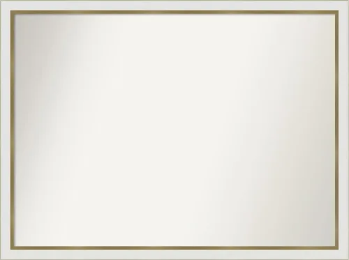 Miniatura 458 de Amanti Art Espejo de baño blanco para sobre el fregadero, 30 x 35 pulgadas, espejo de tocador rectangular estrecho de Eva de oro blanco, marco