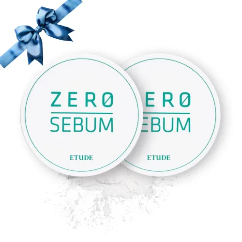 ETUDE Set de polvo de secado Zero Sebum en dúo 0.14 onzas*2 (4g*2) | Polvo facial suelto, ligero y sin sebo, con un 80% de minerales | De larga