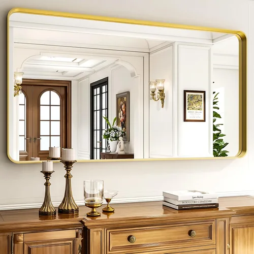 Miniatura 22 de Espejo de baño negro de 36 x 24 pulgadas, moderno espejo rectangular negro para pared con esquinas redondeadas, espejos de baño para tocador, espejo
