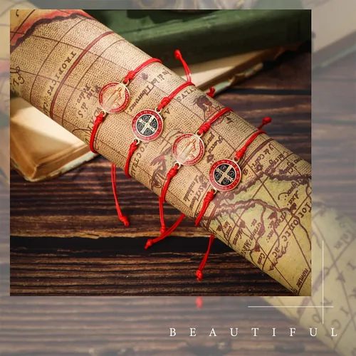 Miniatura 5 de Pulsera de San Benito de 20 piezas hecha a mano con nudo rojo ajustable para mujeres niñas y hombres Enlace