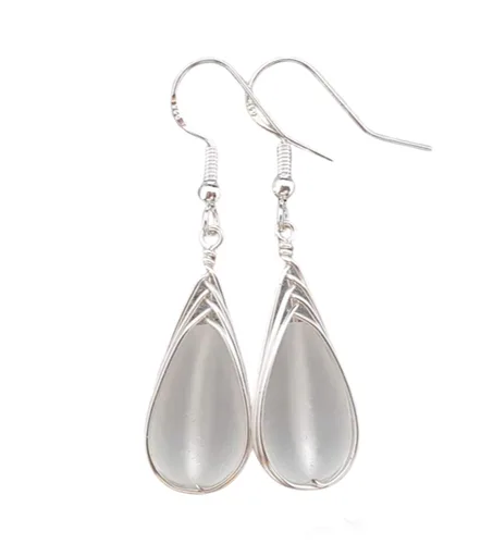 Miniatura 25 de Yinahawaii Handmade Sea Glass Earrings, Hawaiian Jewelry, Wire Braided Earrings Teardrop Earrings, Beach Jewelry Sea Glass Jewelry For Women Cobalt