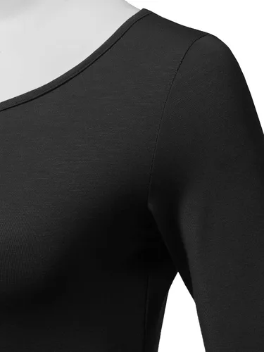 Miniatura 4 de SSOULM Camiseta básica casual de manga 34 para mujer, elástica, ajustada, con talla grande