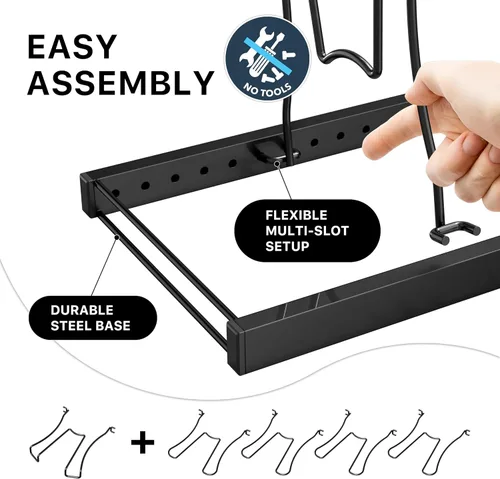 Miniatura 4 de SIMPLE HOUSEWARE Organizador de sartenes de altura ajustable con 5 compartimentos, color negro