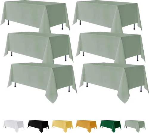 Miniatura 14 de Fitable Paquete de 6 manteles redondos negros de 70 pulgadas, resistentes a las arrugas y a las manchas, manteles de poliéster lavables para bodas
