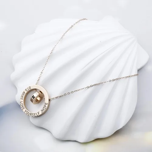 Miniatura 4 de MTYCTWED Collar Love Yourself con dije del ejército, joyería para fanáticos de Kpop, collar coreano del grupo militar, regalo inspirador