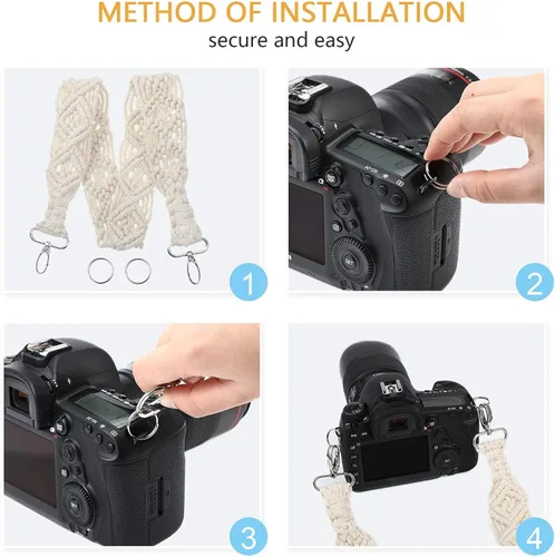 Miniatura 3 de Weewooday Correa de cámara para fotógrafos, correa de cámara tejida de algodón suave de 1.5 pulgadas para cámaras digitales Slr/dslr, correas