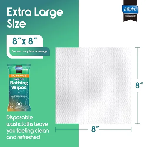 Miniatura 3 de Inspire Toallitas corporales ultra gruesas sin enjuague, Toallitas de baño, Toallitas húmedas sin enjuague, Gruesas, fuertes, extra grandes