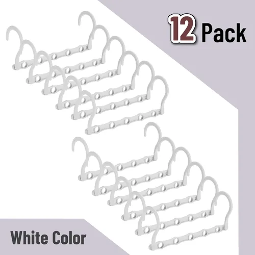 Miniatura 2 de Mr. Pen - Perchas de ahorro de espacio para ropa, 12 piezas, color blanco, perchas de plástico para ropa que ahorran espacio, 5 ranuras, ganchos