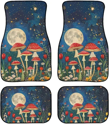 Miniatura 36 de 70S 80S Alfombra de suelo de automóvil con flores hippie y margaritas, 4 piezas, accesorio hippie para automóvil para mujeres, almohadilla de suelo