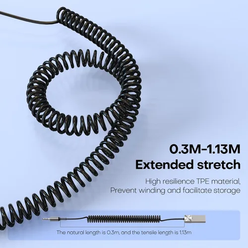 Miniatura 3 de GLOBELEC Adaptador auxiliar a Bluetooth 5.3, receptor adaptador de audio auxiliar USB de 0.138 in con micrófono integrado para llamadas manos
