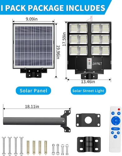 Miniatura 6 de JAYNLT Y-2000W Luz solar de calle, 200000LM 6500K luces de inundación solar al aire libre del atardecer al amanecer, 6500K IP67 impermeable luz