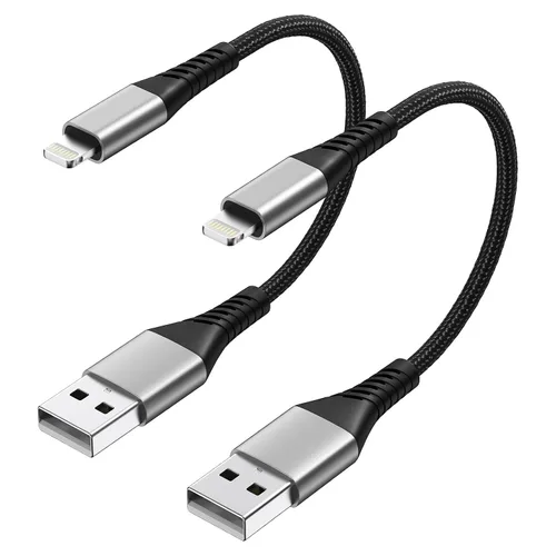 Miniatura 10 de Umefly Cable de carga corto para iPhone de 1 pie, paquete de 2 cables USB a Lightning para automóvil, cable de carga de iPhone de 1 pie para iPhone