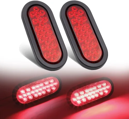 Miniatura 9 de 2 piezas de 6 pulgadas de lentes ovalados ahumados rojos, luces traseras multifunción con parada de freno con goma y enchufe para camiones
