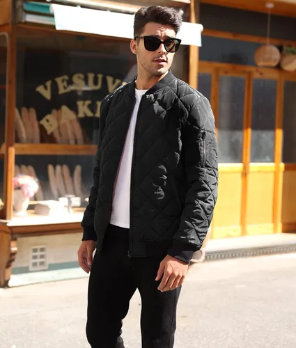 Miniatura 3 de Chaquetas de bombardero para hombre, acolchado de diamante, para otoño e invierno, abrigo ligero