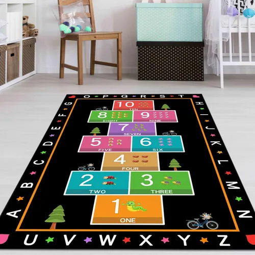 Miniatura 6 de Hopscotch - Alfombra de juego para niños, alfombra educativa del alfabeto ABC, tapete de juego para contar niños para sala de juegos, aula