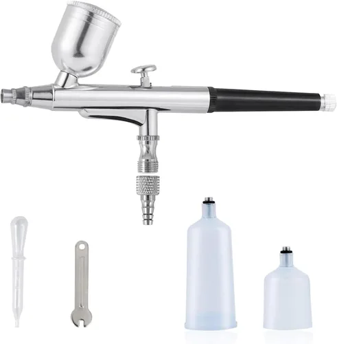 imyyds Solo pistola de aerógrafo, kit de aerógrafo de cobre de 0.012 in, juego de aerógrafo de alimentación por gravedad de doble acción con una