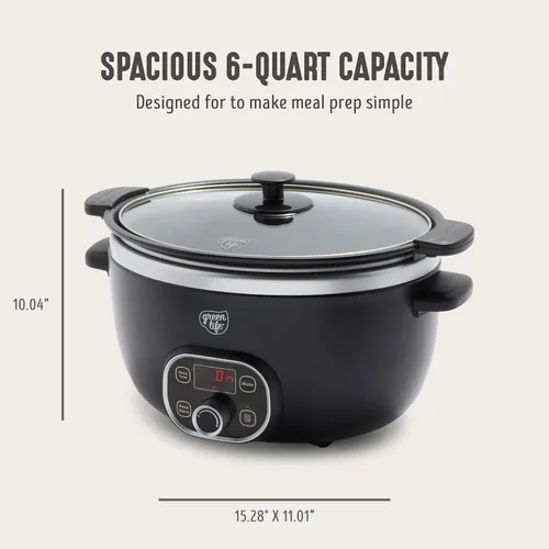 Miniatura 2 de GreenLife Olla de cocción lenta de 6QT, olla de cerámica antiadherente no tóxica sin PFAS, recipiente interior extraíble, programable, apta