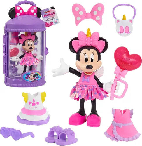 Disney Junior Minnie Mouse Fabulous Fashion Doll Unicorn Fantasy, 14 piezas, juego de simulación, juguetes para niños de 3 años en adelante de Just