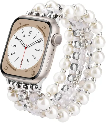 Miniatura 9 de VISOOM Pulsera de cuentas compatible con Apple Watch Band 40mm/38mm/41mm/42mm Series 11 10 9 8 7 Se(3 2 1) Series 6/5/4 Correa de reloj de moda