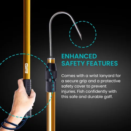 Miniatura 7 de GAFFER SPORTFISHING Gancho extensible de aluminio para peces con soporte de gancho de lanza de pesca de acero inoxidable afilado