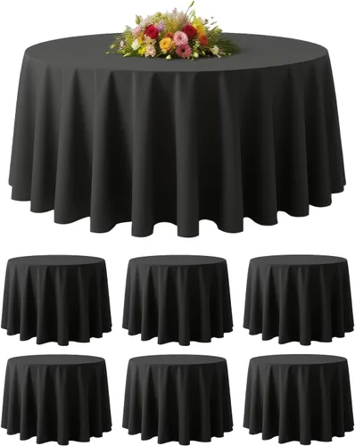 Miniatura 8 de BESTVIP Manteles redondos de poliéster de 60 pulgadas Se adapta a mesas de 20 a 48 pulgadas Funda decorativa lavable de tela para restaurantes