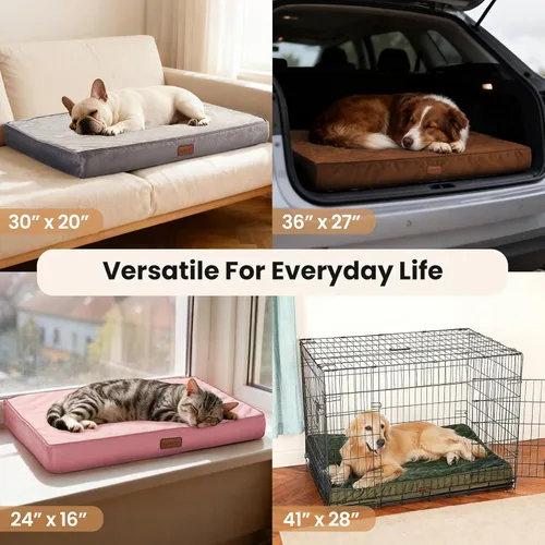 Miniatura 9 de OhGeni Cama ortopédica impermeable para perros pequeños, funda extraíble lavable a máquina en tela fácil de limpiar, espuma de alta densidad y asa