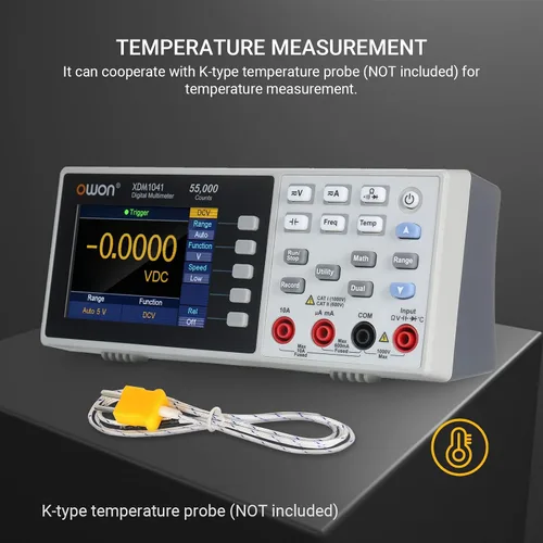 Miniatura 2 de OWON XDM1041 USB/RS232 Multímetro digital 55000 cuentas de alta precisión Medidor universal de temperatura de escritorio multímetros con pantalla