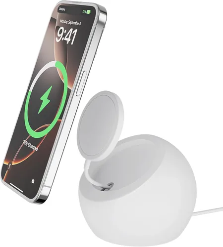 Miniatura 10 de CHARGEWORX Soporte de carga inalámbrico magnético compatible con Magsafe, soporte de silicona premium para iPhone 16/15/14/13/12, gestión discreta