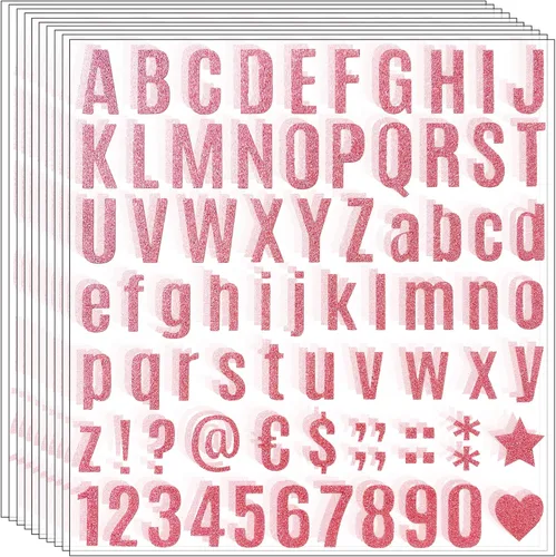 Miniatura 9 de 790 piezas de 10 hojas de calcomanías de letras doradas con purpurina, letras del alfabeto, kit de números de letras autoadhesivas para regalo