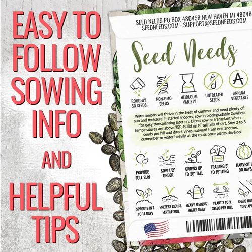 Miniatura 3 de Seed Needs Semillas de sandía para plantar sandías dulces carmesí, reliquia sin OMG y sin tratar, cultiva un jardín cultivado en casa al aire libre