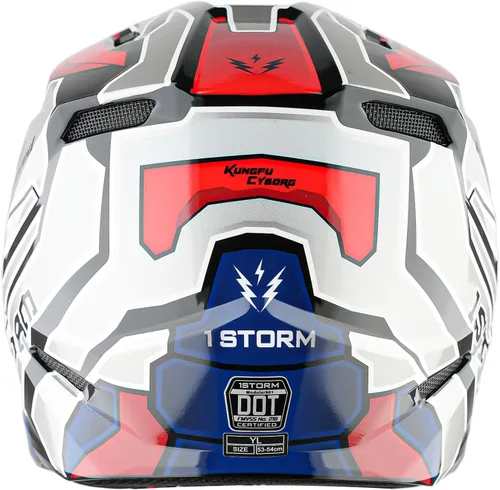 Miniatura 3 de 1Storm - Casco de motocross para jóvenes, ATV, BMX, MX, motocicleta todoterreno, kart, adolescente, Zaku Mecha, color rojo Juventud Mecha Rojo