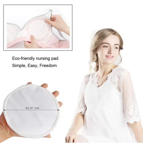 Miniatura 4 de PINOWU Almohadillas de lactancia reutilizables (paquete de 10) para madres que amamantan, almohadilla lavable de 4.7 pulgadas para lactancia materna