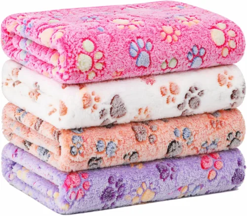 Miniatura 15 de Tatuo Paquete de 4 mantas de forro polar para perros cachorros y gatos, tapete de dormir de varios tamaños para mascotas, conejillos de indias, Beige