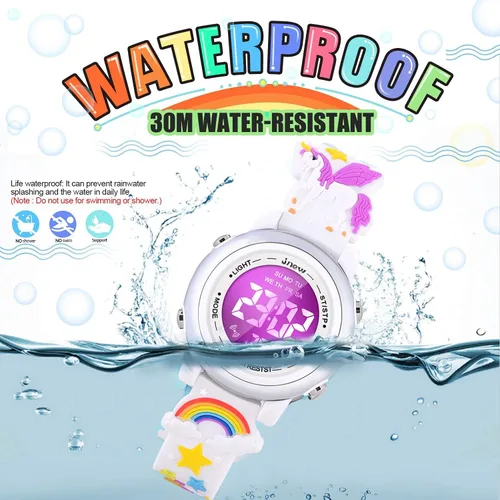 Miniatura 32 de Relojes impermeables de dibujos animados 3D para niñas con alarma, los mejores regalos de juguetes para niñas de 3 a 12 años