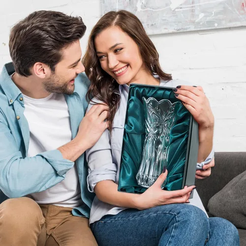 Miniatura 8 de Jarrón de cristal de 12 pulgadas para flores con caja de regalo de lujo, elegantes jarrones transparentes altos para el día de la madre, boda