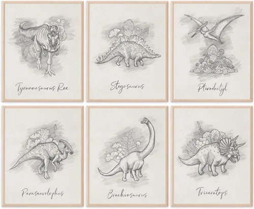 Miniatura 17 de DREAM BIG PRINTABLES Impresiones artísticas de acuarela de dinosaurios (juego de 4) – sin marco – 8 x 10 s El juego incluye tiranosaurio Rex