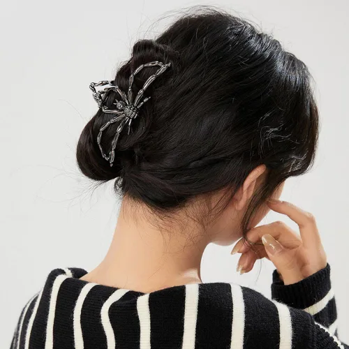 Miniatura 4 de ROMODIYA Pinza para el pelo de araña, clip de metal negro con diseño, accesorios para el cabello para cabello fino/grueso, gran agarre fuerte