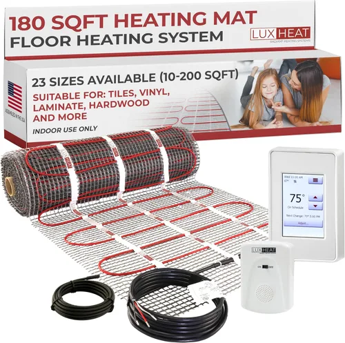 Miniatura 26 de Kit de alfombrilla de calefacción de suelo LuxHeat de 10 pies cuadrados - Alfombrilla de calefacción eléctrica de 120V con termostato - Sistema