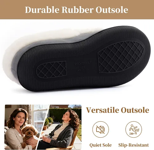 Miniatura 5 de RockDove Pantuflas tipo mocasín de microgamuza con forro de piel sintética para mujer