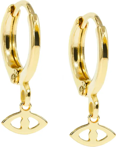 Miniatura 5 de 14K Gold Clasp Closure Dangle Earrings, Trendy Hoop with Charm, Huggie Hoop Earrings, Hypoallergenic Nickel Free Earrings, Lightweight Huggies for