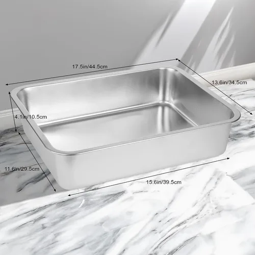 Miniatura 2 de Caja de arena de acero inoxidable para gatos grandes, acero inoxidable pequeño, caja de arena de metal grande para gatos, fácil de limpiar.